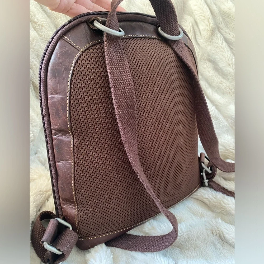 Jack Georges Brown Leather Convertible Backpack Crossbody Bag